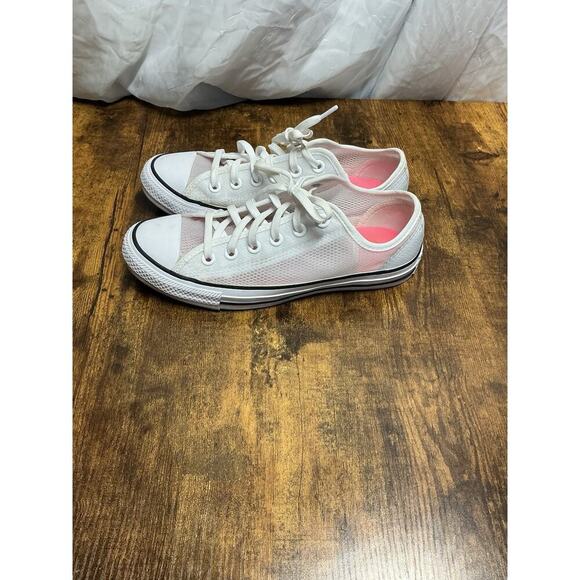 Converse Chuck Taylor Low Top White Mesh Pink Insole Sneakers Women's Size 7 - Picture 4 of 11